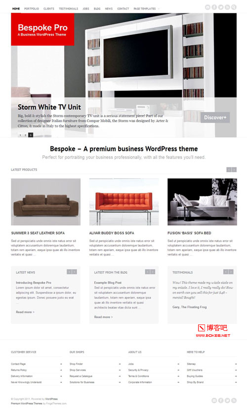 家居网站白色WordPress公司主题Bespoke Pro