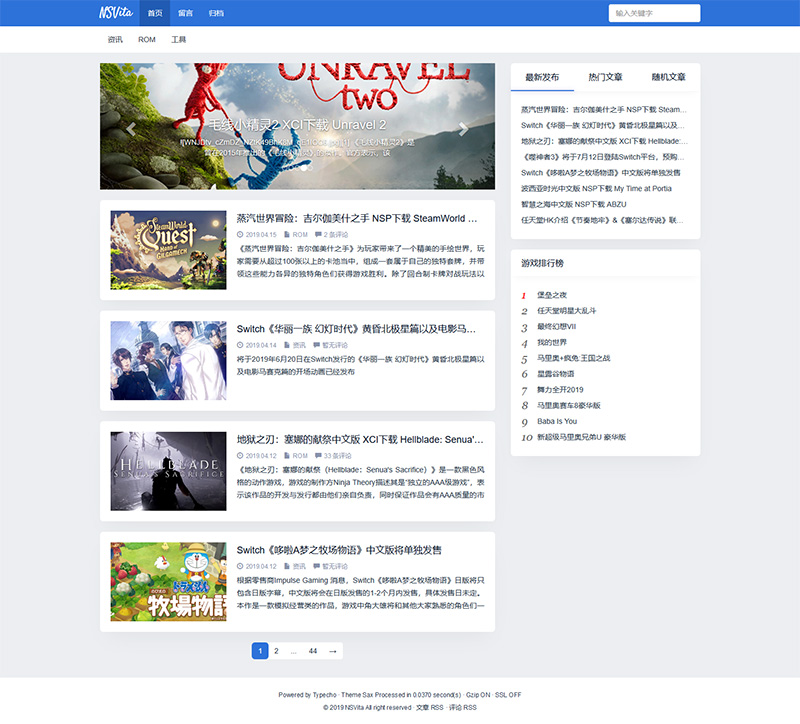 精美响应式bootstrap typecho主题Sax