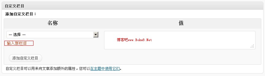 WordPress 自定义字段 自定义域的使用方法